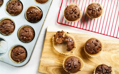 Double Chocolate Banana Protein Muffins