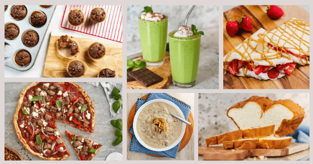 A collage of recipes made with No Yolking Egg White Protien Powder