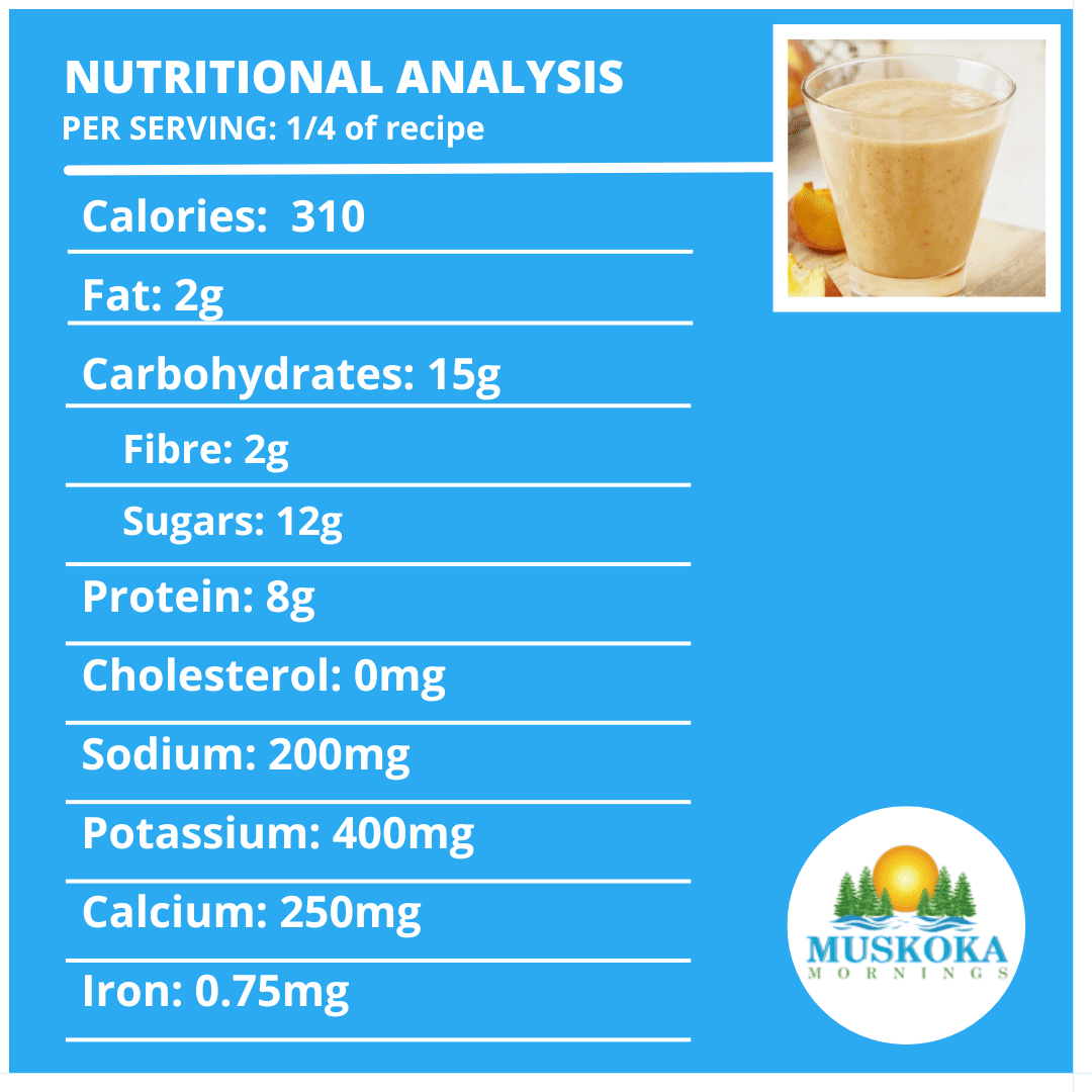 Peach Smoothie Nutritional Label