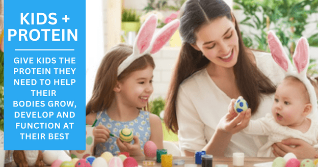 Mom and kids decorating Easter eggs